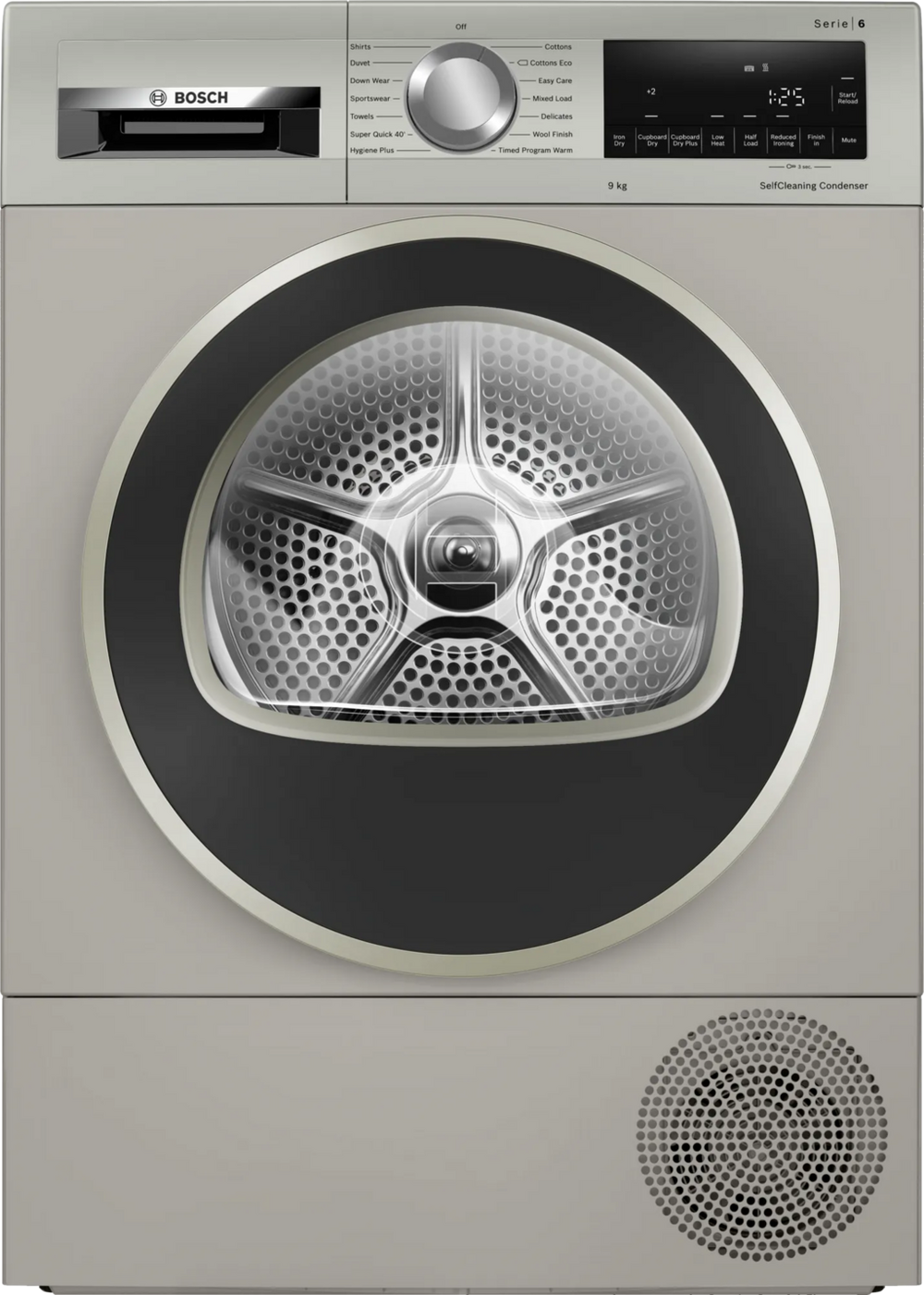 Bosch WQG245S9GB 9kg Heat Pump Tumble Dryer - Silver Inox