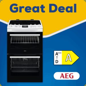 AEG CCX1530ACW 55cm Double Oven Electric Cooker with Ceramic Hob - White