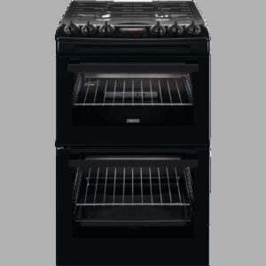Zanussi ZCG43250BA 55cm Double Oven Gas Cooker with Gas Hob - Black