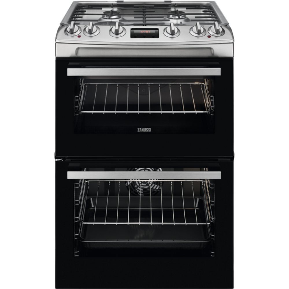 Zanussi Zck66350Xa 60cm Double Oven Dual Fuel Cooker - Stainless Steel