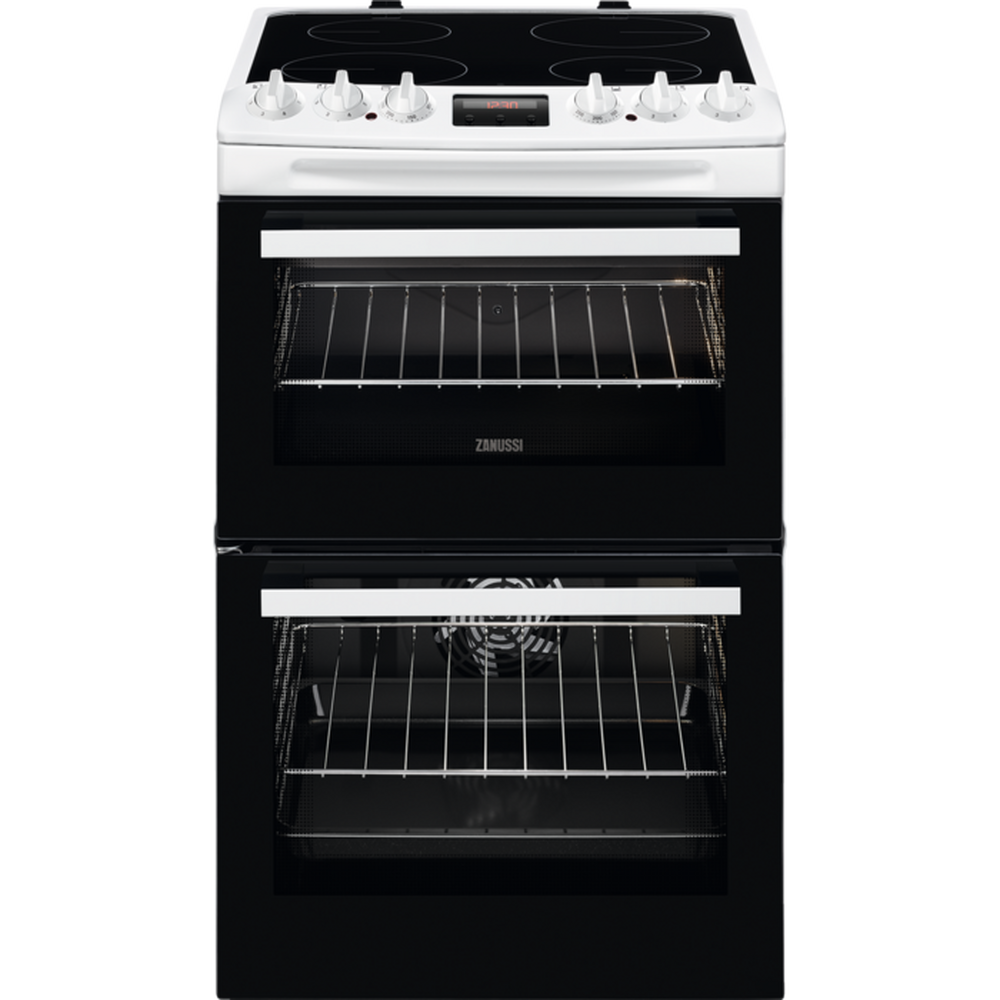 Zanussi ZCV46250WA 55cm Double Electric Cooker with Ceramic Hob - White