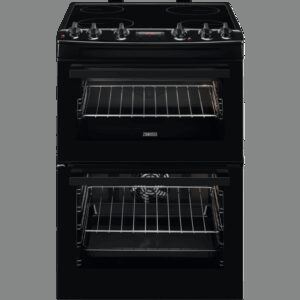 Zanussi ZCV66250BA 60cm Double Oven Electric Cooker with Ceramic Hob - Black