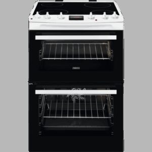 Zanussi ZCV66250WA 60cm Double Oven Electric Cooker with Ceramic Hob - Black & White