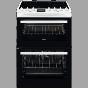 Zanussi ZCV69360WA 60cm Double Oven Electric Cooker with Ceramic Hob - White