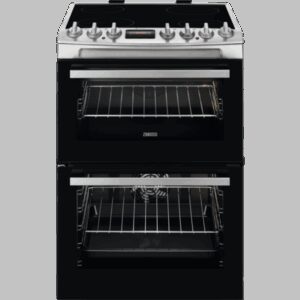 Zanussi ZCV69360XA 60cm Double Oven Electric Cooker with Ceramic Hob - Stainless Steel