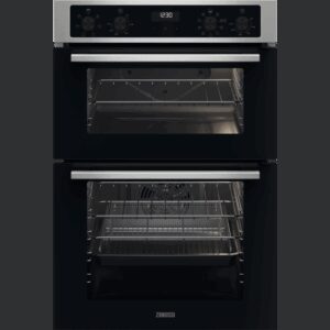 Zanussi ZKCNA4X1 59.4cm Built In Electric Double Oven - Stainless Steel & Black